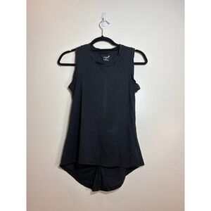 Pheel Womens Black Mesh Activewear Tank Top Twisted Open Back Small Made in USA